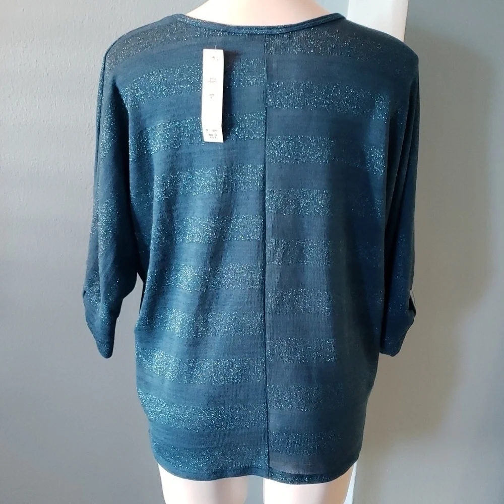 Teal Tone on Tone Striped Top